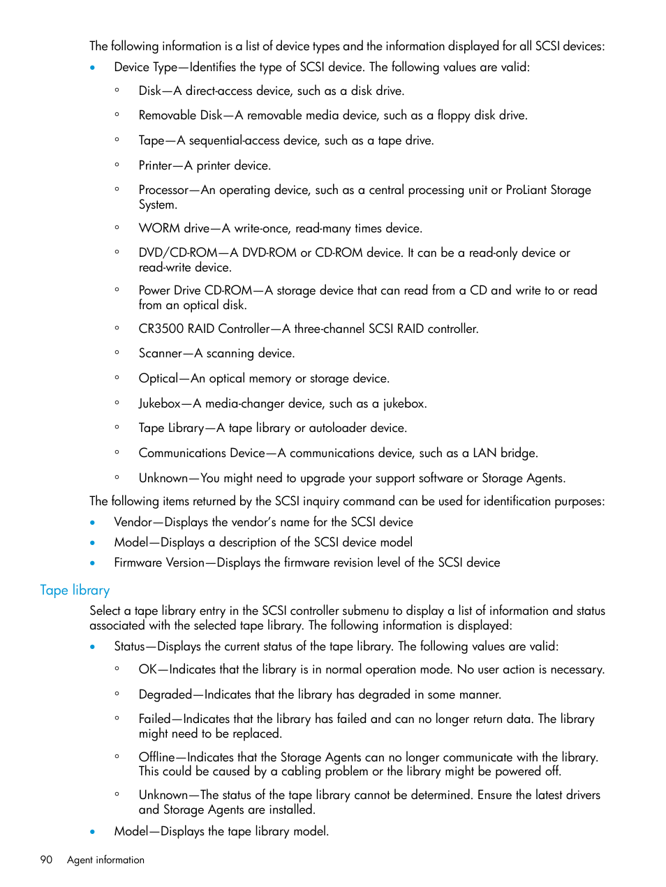 Tape library | HP Insight Management Agents User Manual | Page 90 / 175