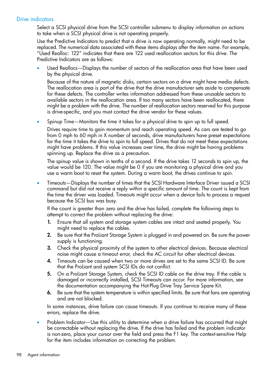 Drive indicators | HP Insight Management Agents User Manual | Page 98 / 175