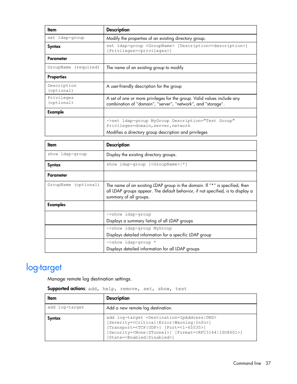 Log-target | HP Integrity BL870c i2 Server-Blade User Manual | Page 37 / 117