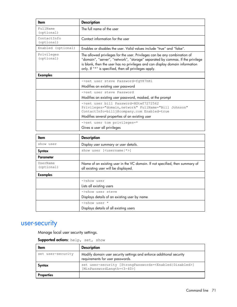 User-security | HP Integrity BL870c i2 Server-Blade User Manual | Page 71 / 117