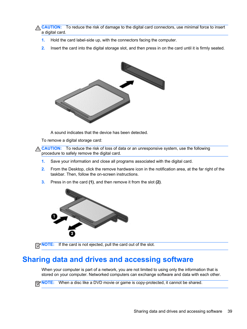 Sharing data and drives and accessing software | HP Pavilion g6-2226nr Notebook PC User Manual | Page 47 / 75