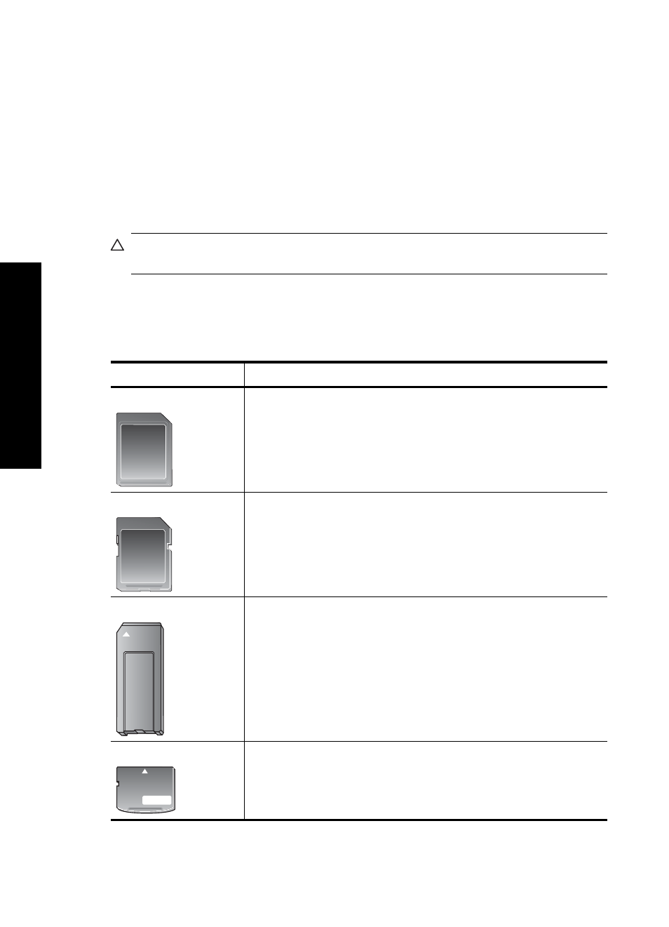 Supported memory cards, Insert a memory card | HP Photosmart A646 Compact Photo Printer User Manual | Page 30 / 96