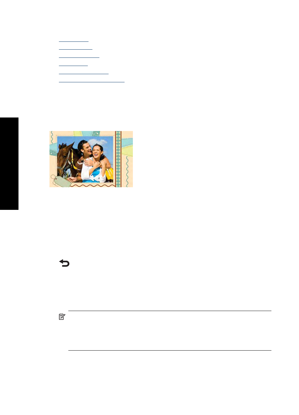 Add frames, Add captions | HP Photosmart A646 Compact Photo Printer User Manual | Page 36 / 96
