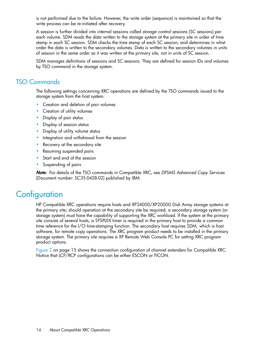 Tso commands, Configuration | HP XP for Compatible Extended Remote Copy Software Licenses User Manual | Page 14 / 48