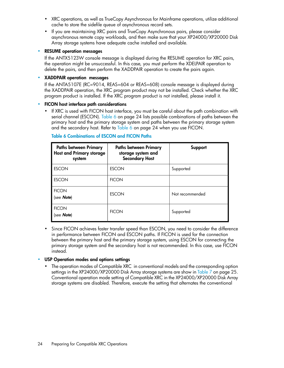 Combinations of escon and ficon paths | HP XP for Compatible Extended Remote Copy Software Licenses User Manual | Page 24 / 48