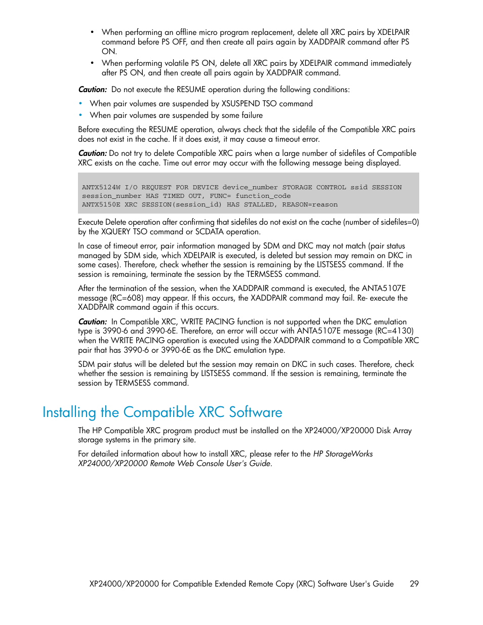 Installing the compatible xrc software | HP XP for Compatible Extended Remote Copy Software Licenses User Manual | Page 29 / 48