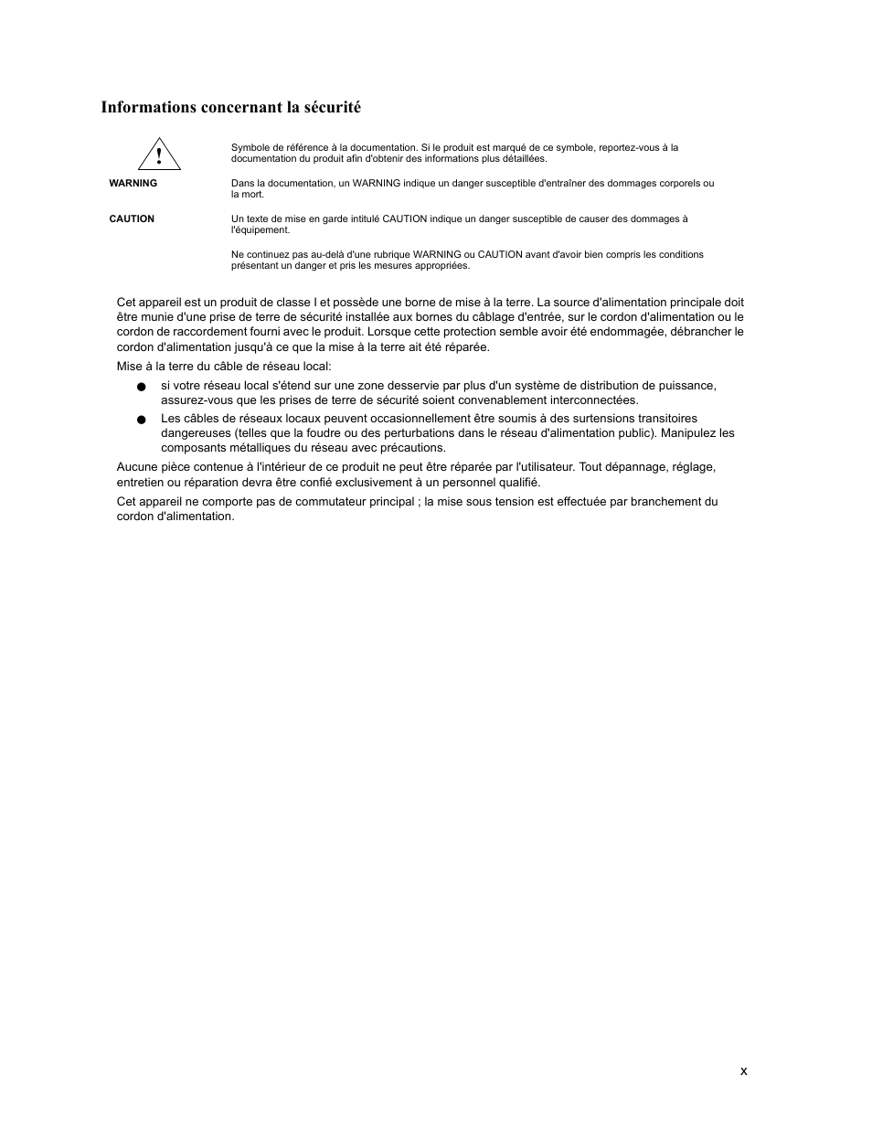 Informations concernant la sécurité | HP ProCurve 520wl Wireless Access Point User Manual | Page 10 / 191