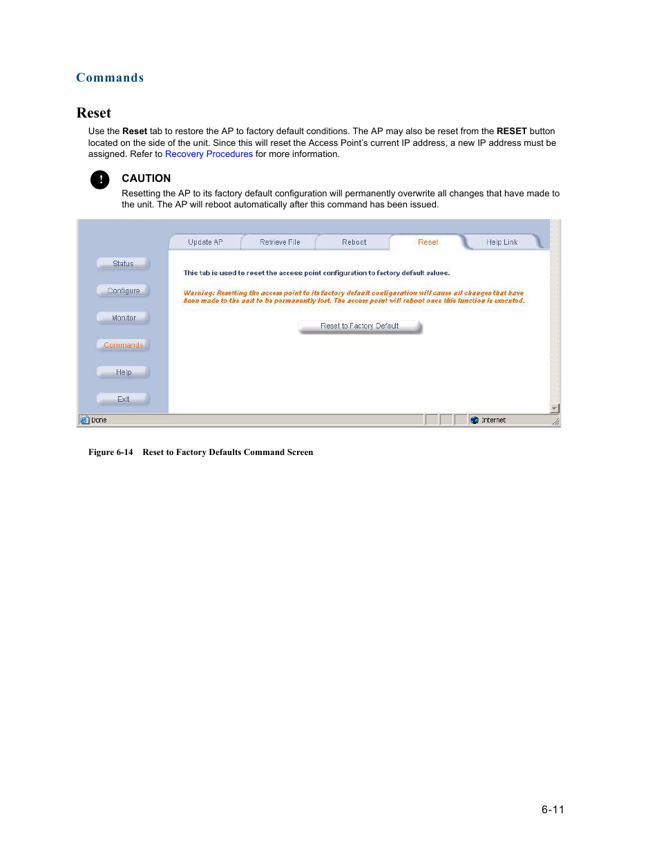 Reset, Reset -11 | HP ProCurve 520wl Wireless Access Point User Manual | Page 114 / 191