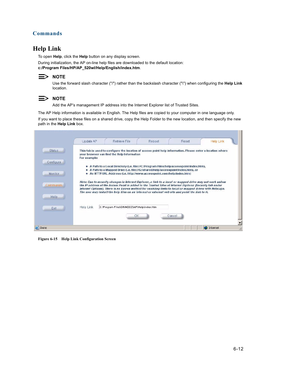 Help link, Help link -12 | HP ProCurve 520wl Wireless Access Point User Manual | Page 115 / 191