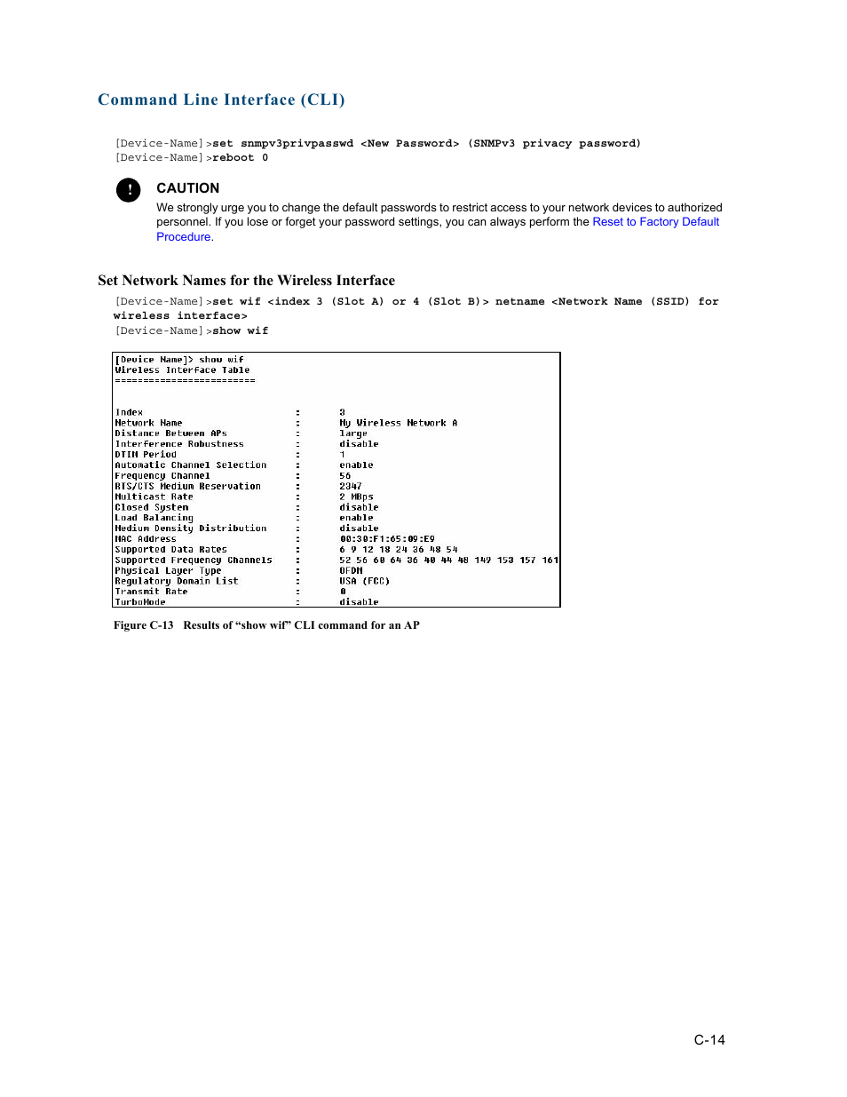 Set network names for the wireless interface, Command line interface (cli) | HP ProCurve 520wl Wireless Access Point User Manual | Page 150 / 191
