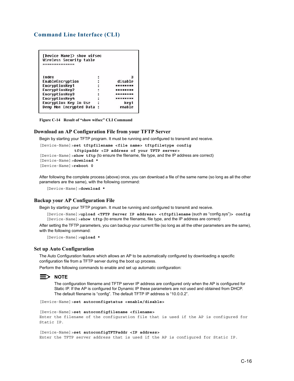 Backup your ap configuration file, Set up auto configuration, Command line interface (cli) | HP ProCurve 520wl Wireless Access Point User Manual | Page 152 / 191