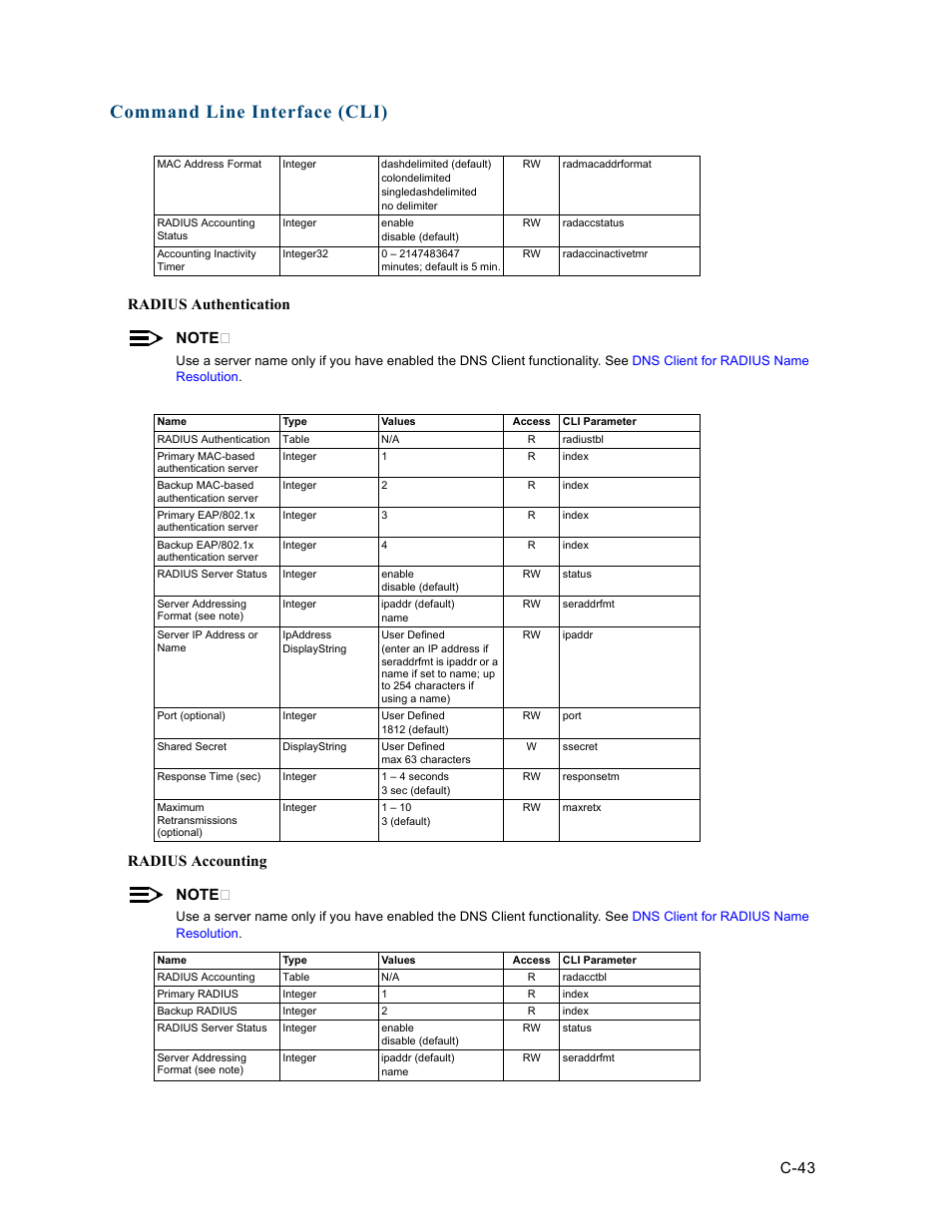 Command line interface (cli), C-43 | HP ProCurve 520wl Wireless Access Point User Manual | Page 179 / 191