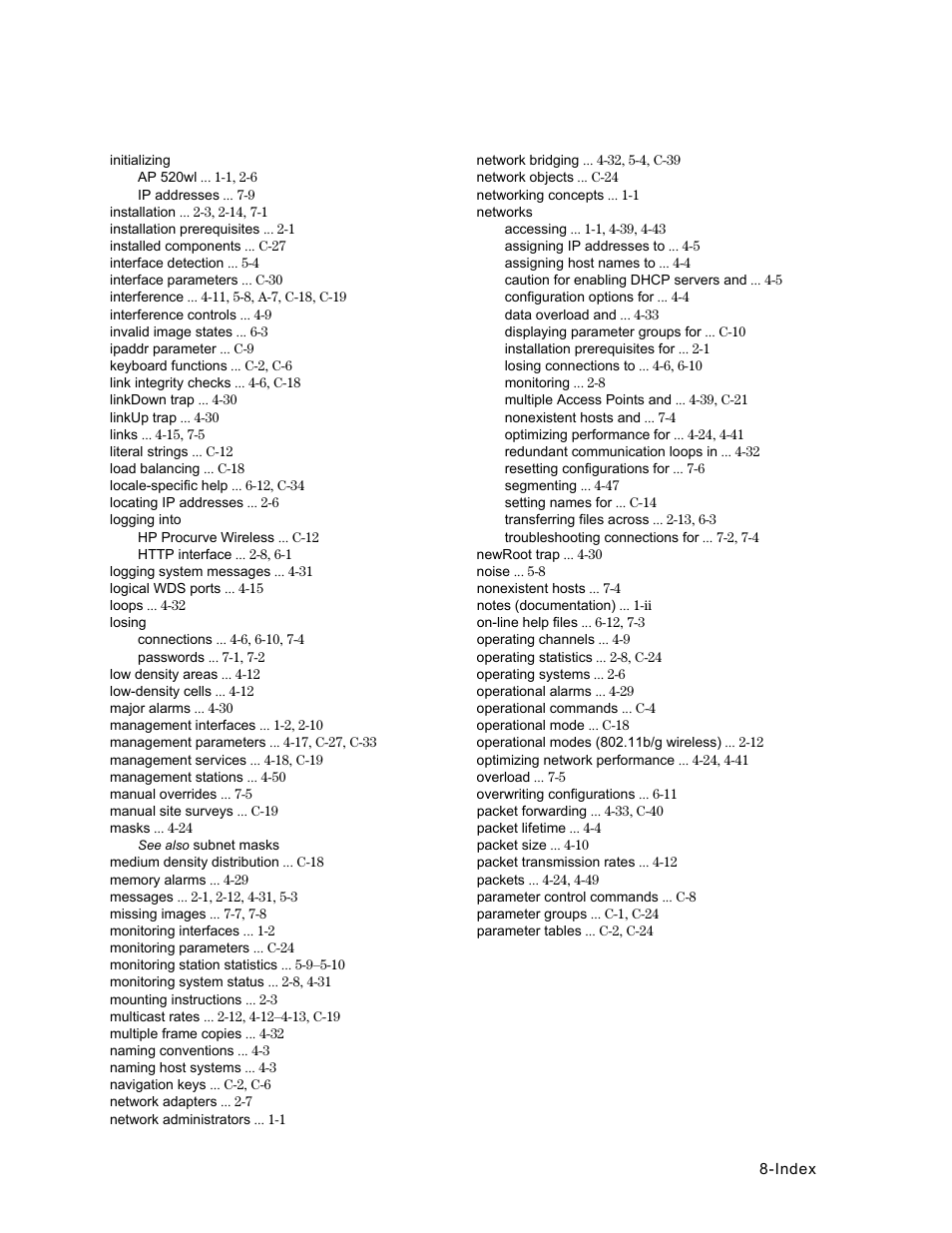 HP ProCurve 520wl Wireless Access Point User Manual | Page 189 / 191