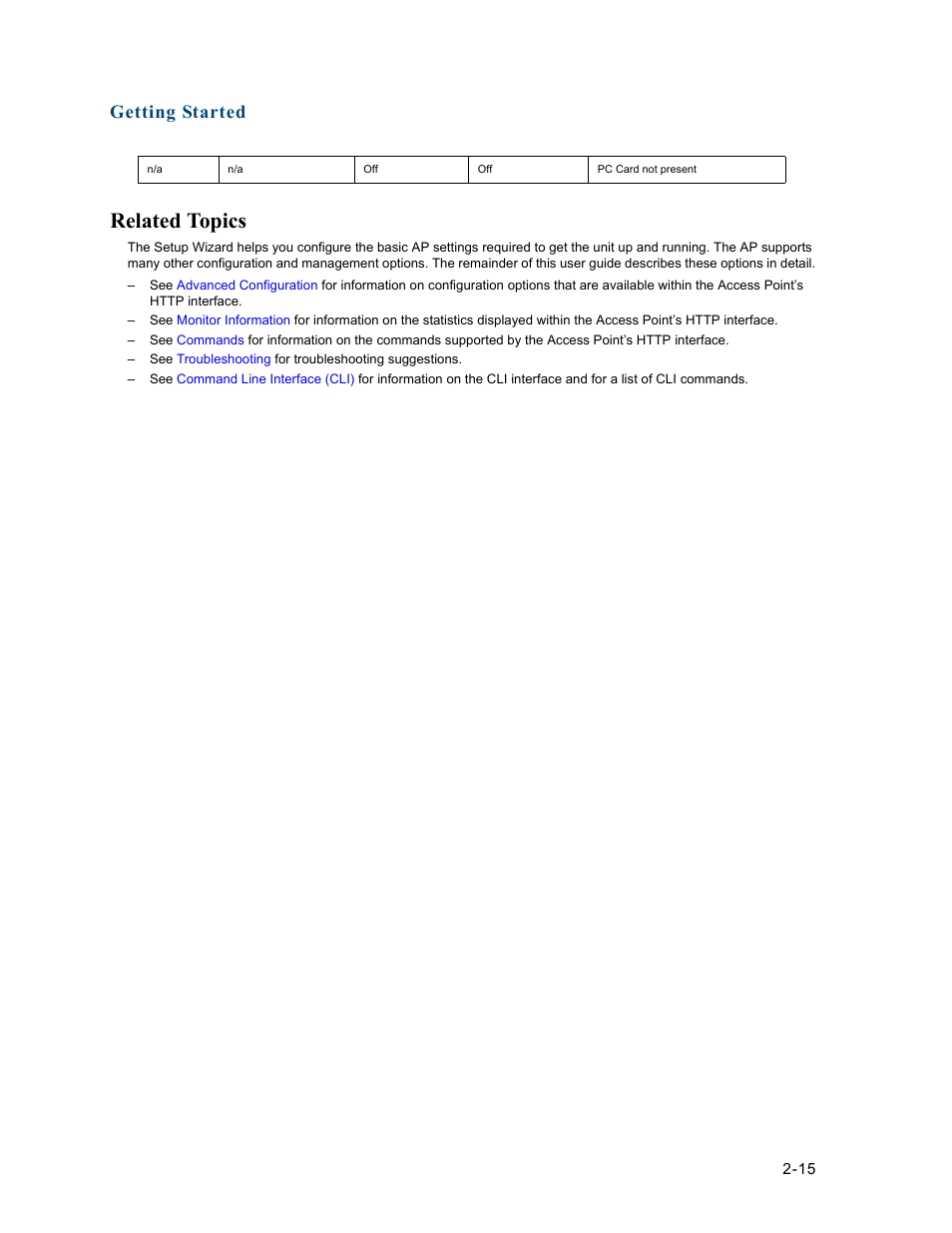 Related topics, Getting started | HP ProCurve 520wl Wireless Access Point User Manual | Page 41 / 191