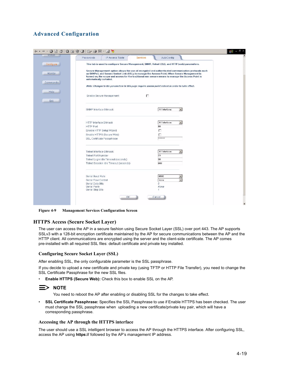 Advanced configuration | HP ProCurve 520wl Wireless Access Point User Manual | Page 61 / 191