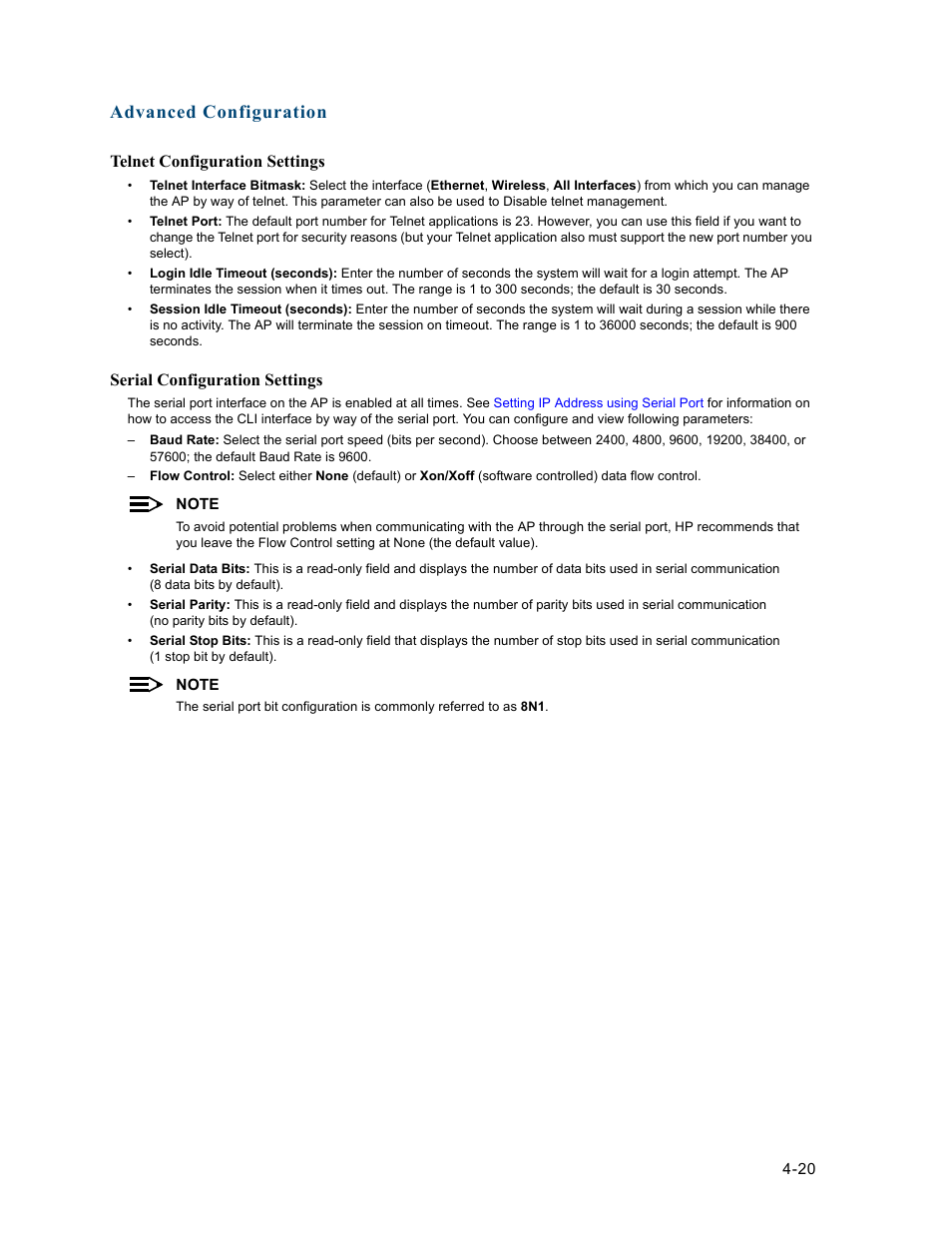 Advanced configuration | HP ProCurve 520wl Wireless Access Point User Manual | Page 62 / 191