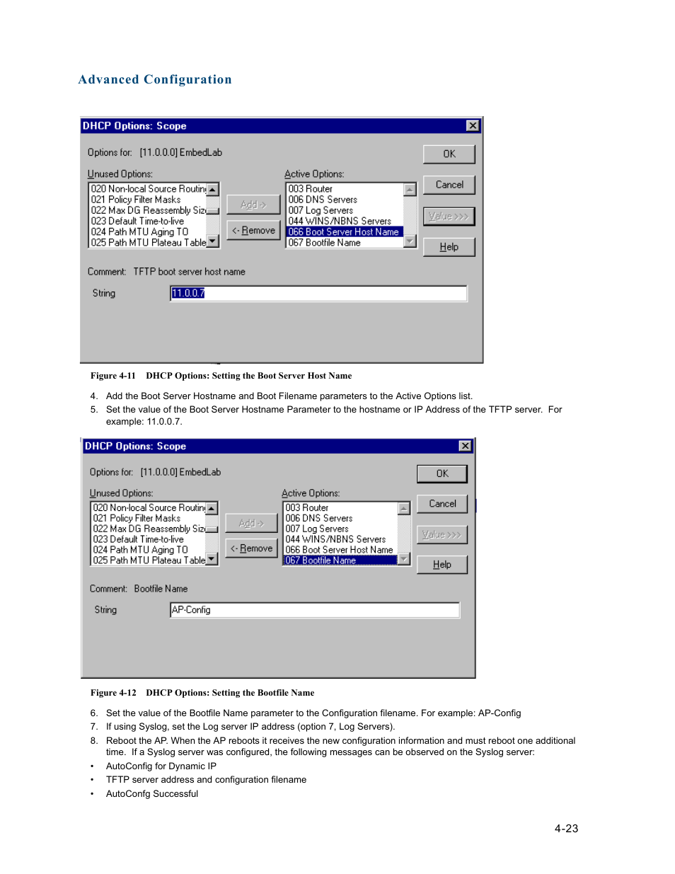 Advanced configuration | HP ProCurve 520wl Wireless Access Point User Manual | Page 65 / 191