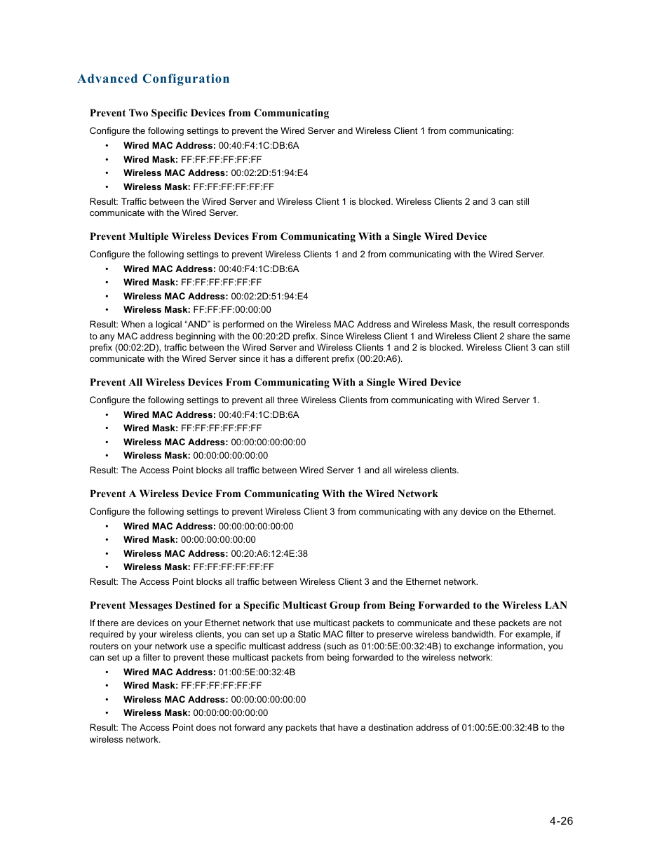 Advanced configuration | HP ProCurve 520wl Wireless Access Point User Manual | Page 68 / 191