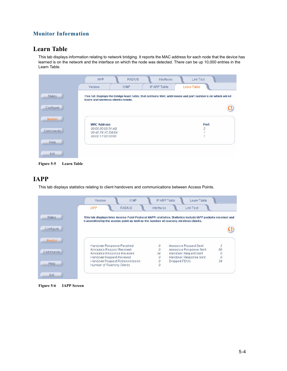 Learn table, Iapp, Learn table -4 | Iapp -4 | HP ProCurve 520wl Wireless Access Point User Manual | Page 97 / 191