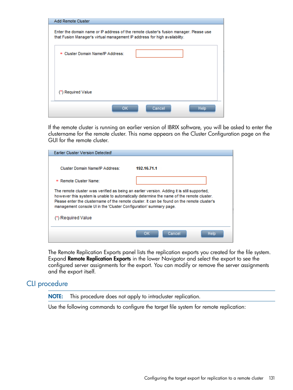 Cli procedure | HP StoreAll Storage User Manual | Page 131 / 254