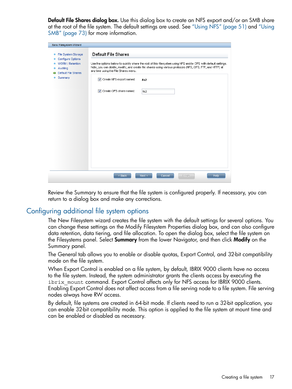 Configuring additional file system options | HP StoreAll Storage User Manual | Page 17 / 254