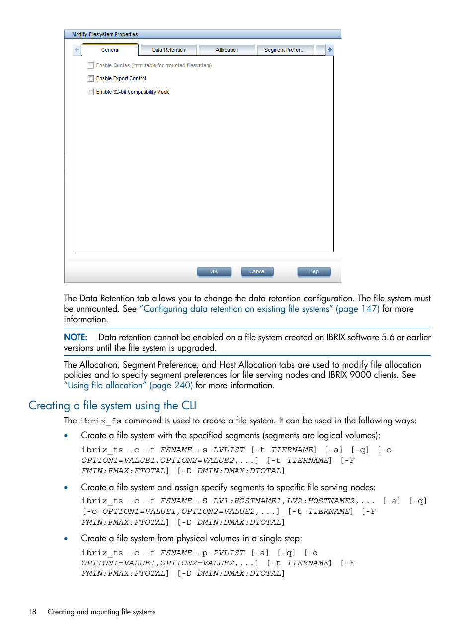 Creating a file system using the cli | HP StoreAll Storage User Manual | Page 18 / 254