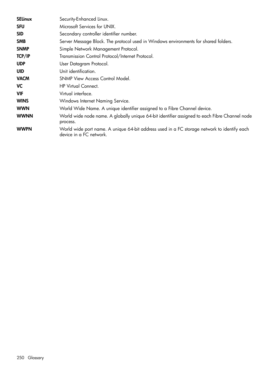 HP StoreAll Storage User Manual | Page 250 / 254