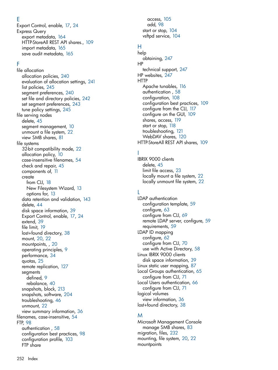 HP StoreAll Storage User Manual | Page 252 / 254