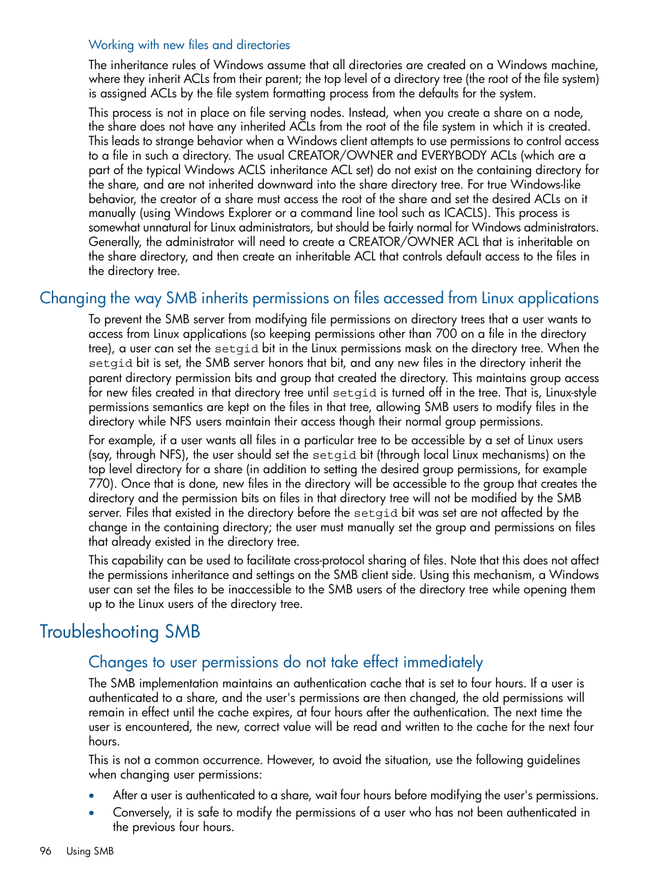 Troubleshooting smb | HP StoreAll Storage User Manual | Page 96 / 254