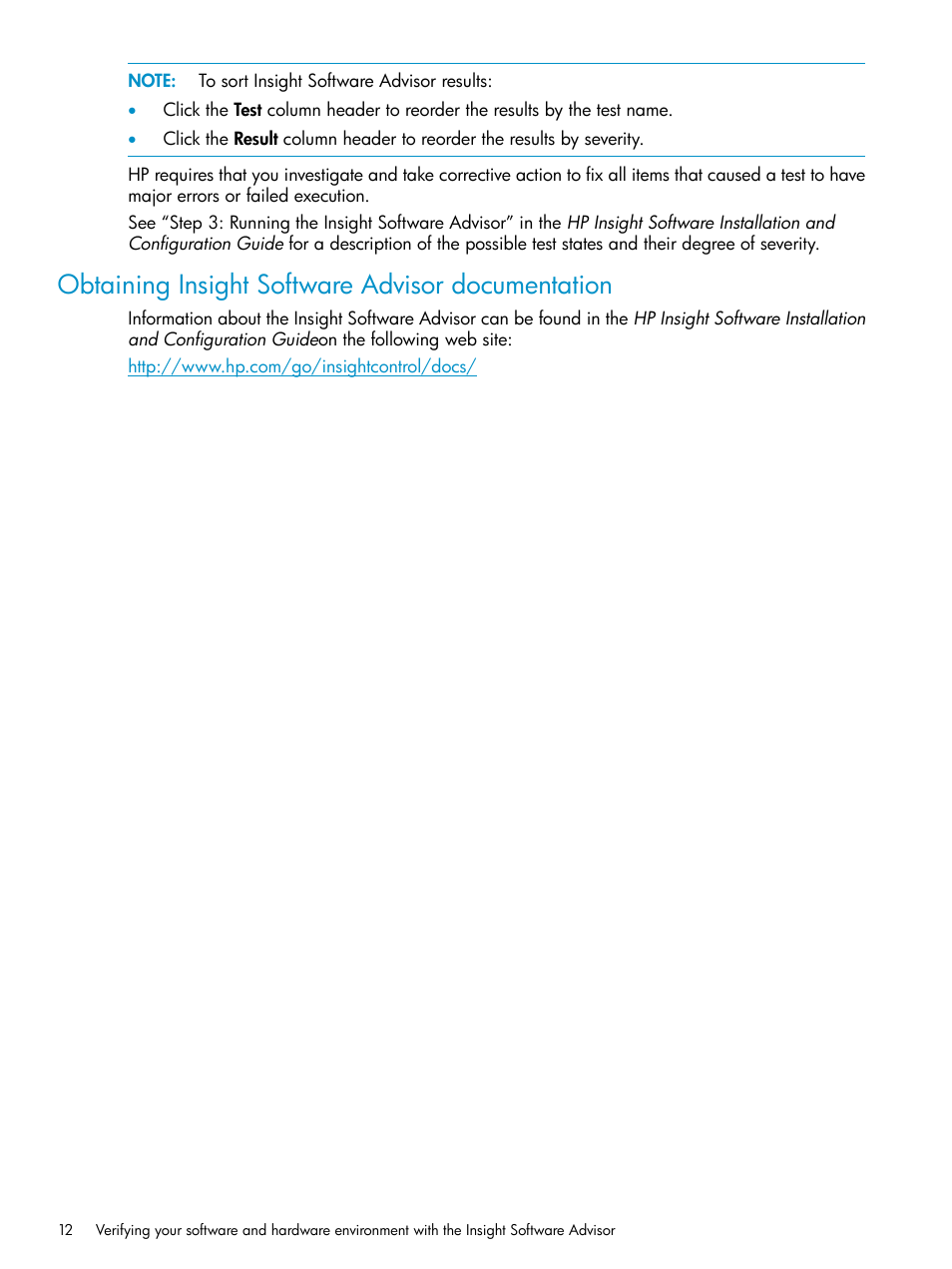 Obtaining insight software advisor documentation | HP Insight Control User Manual | Page 12 / 37