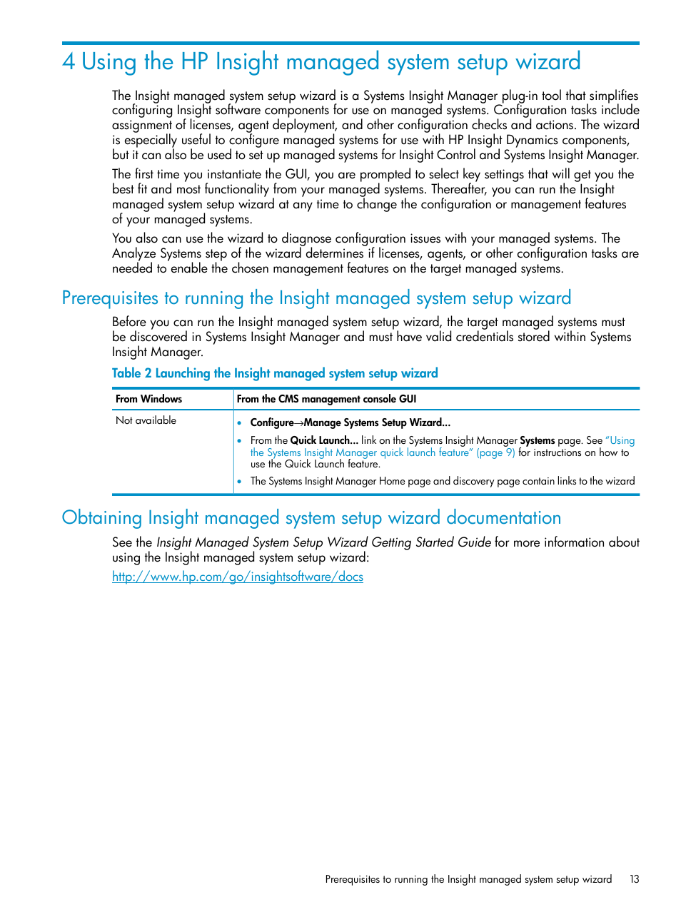 4 using the hp insight managed system setup wizard | HP Insight Control User Manual | Page 13 / 37
