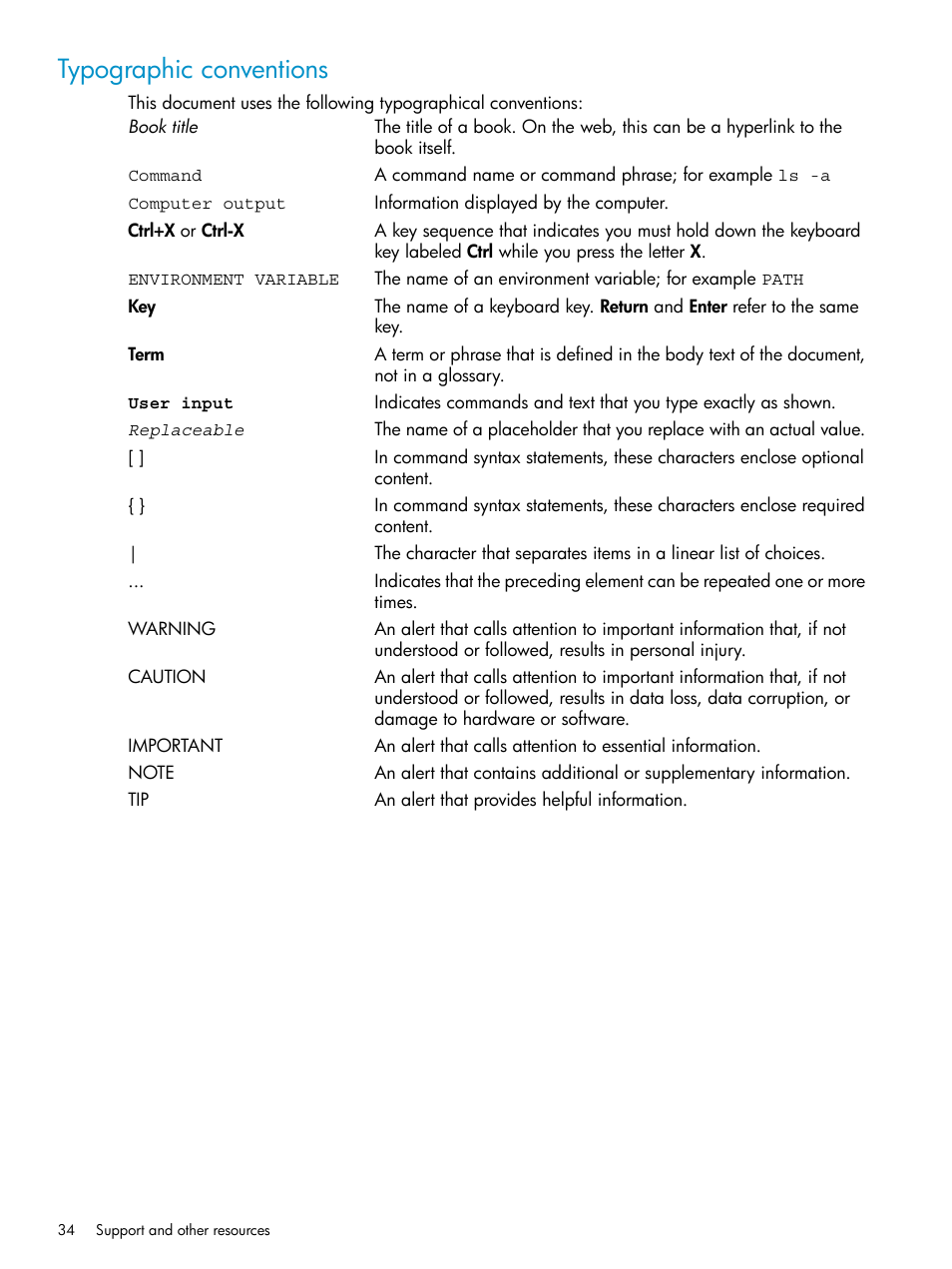 Typographic conventions | HP Insight Control User Manual | Page 34 / 37