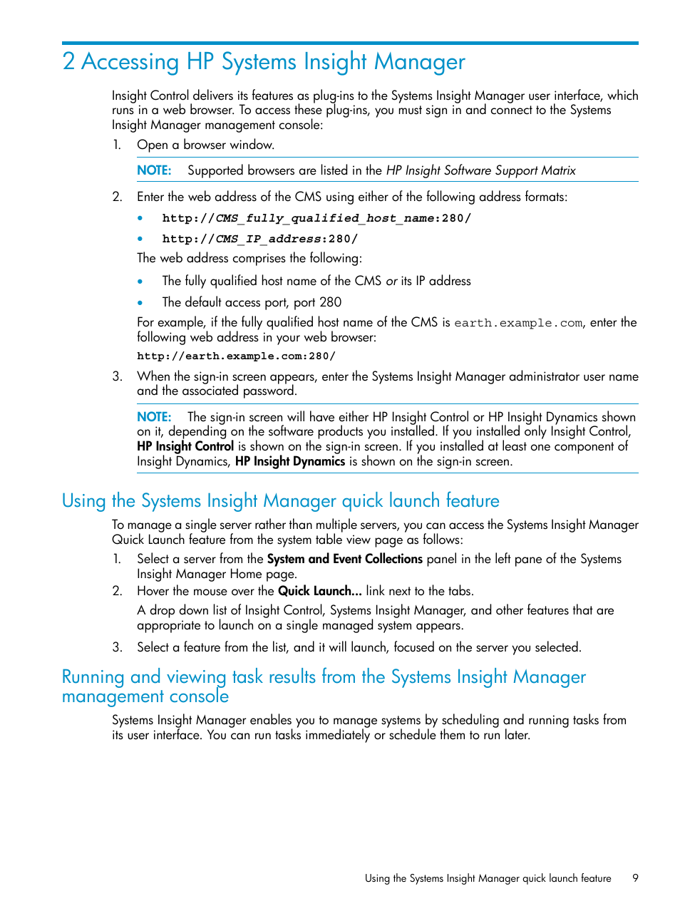2 accessing hp systems insight manager | HP Insight Control User Manual | Page 9 / 37