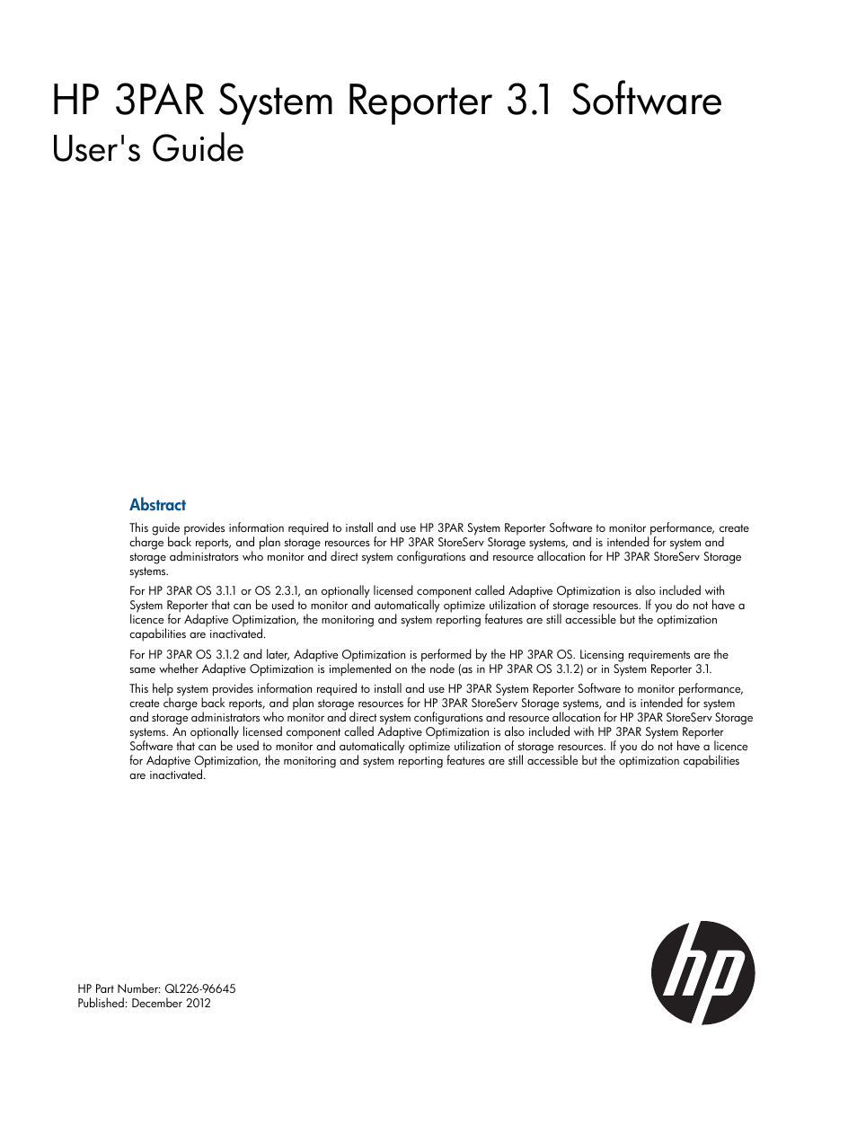 HP 3PAR StoreServ 7000 Storage User Manual | 231 pages