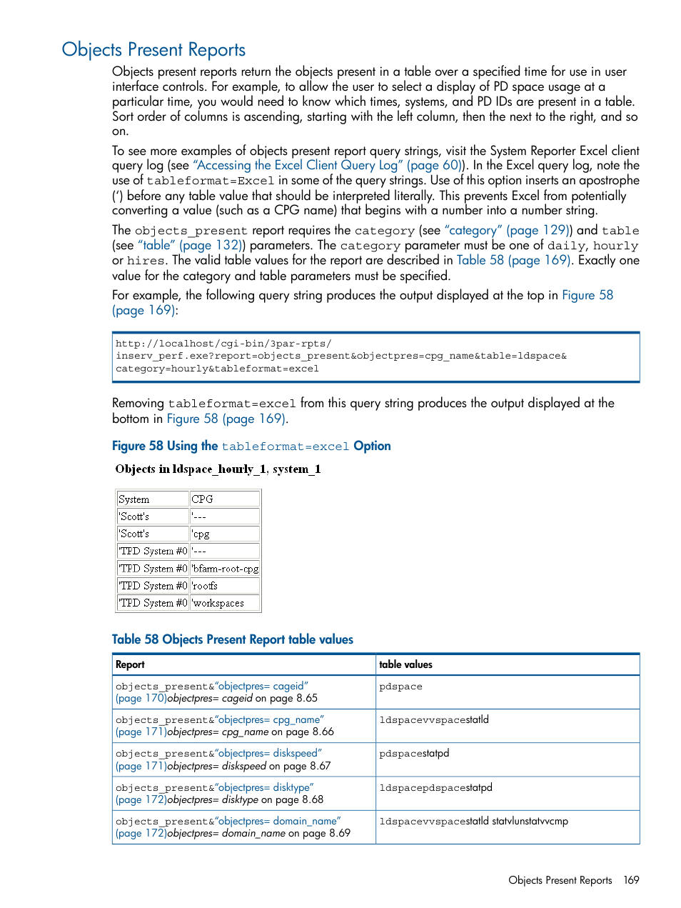 Objects present reports | HP 3PAR StoreServ 7000 Storage User Manual | Page 169 / 231