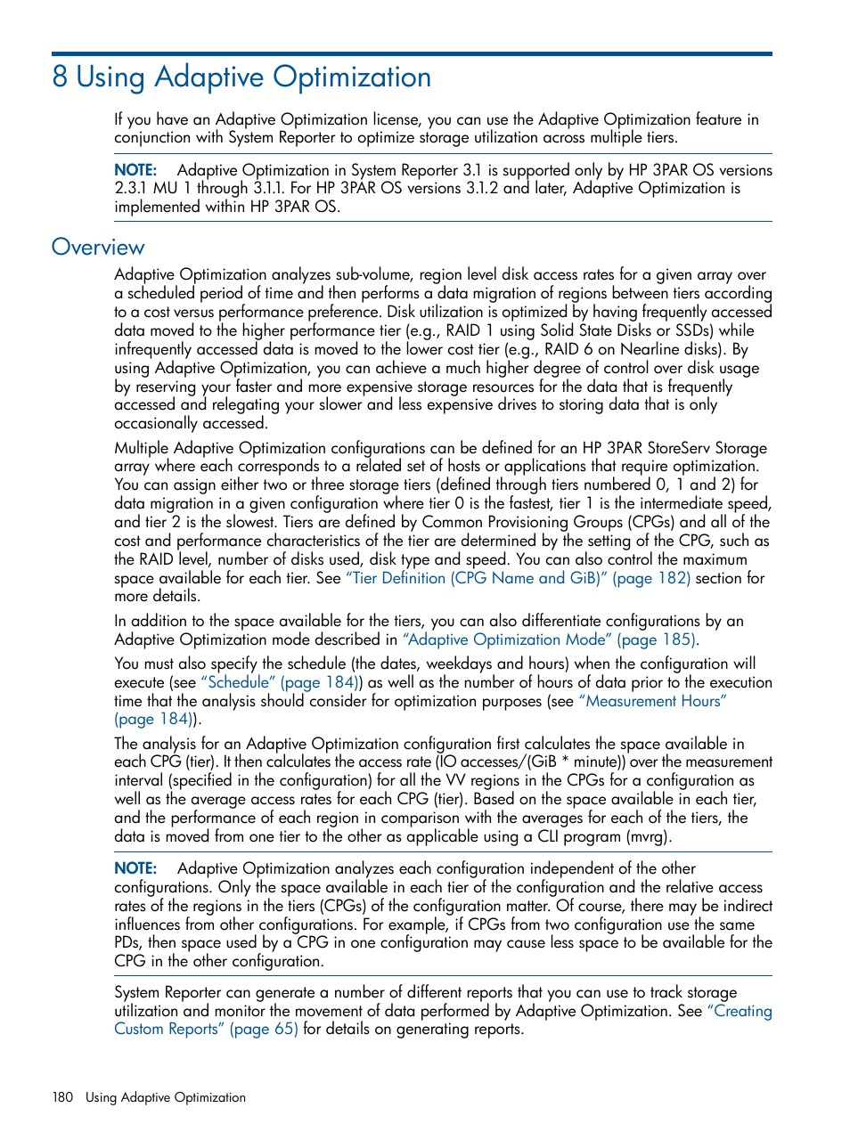 8 using adaptive optimization, Overview | HP 3PAR StoreServ 7000 Storage User Manual | Page 180 / 231