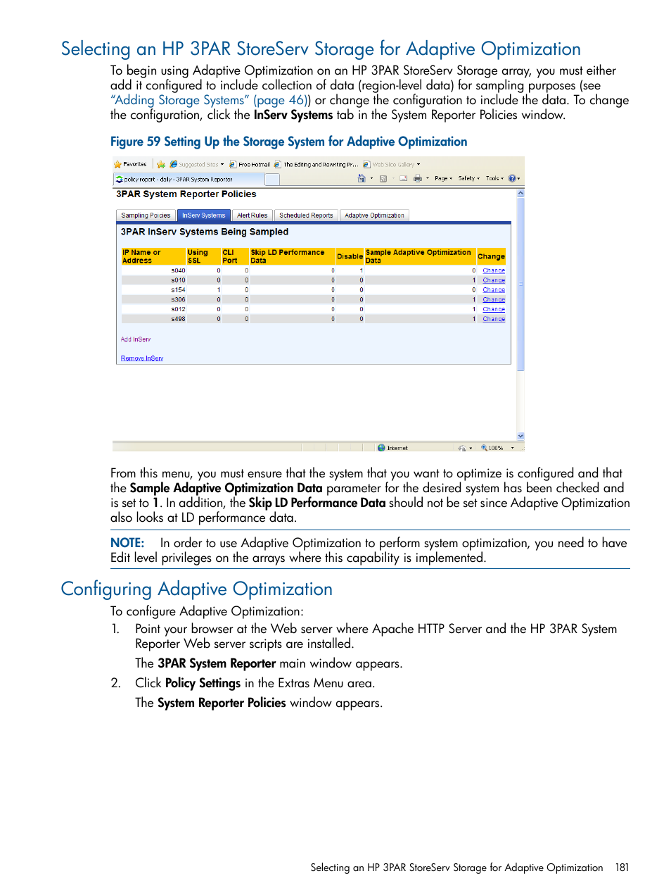 Configuring adaptive optimization | HP 3PAR StoreServ 7000 Storage User Manual | Page 181 / 231