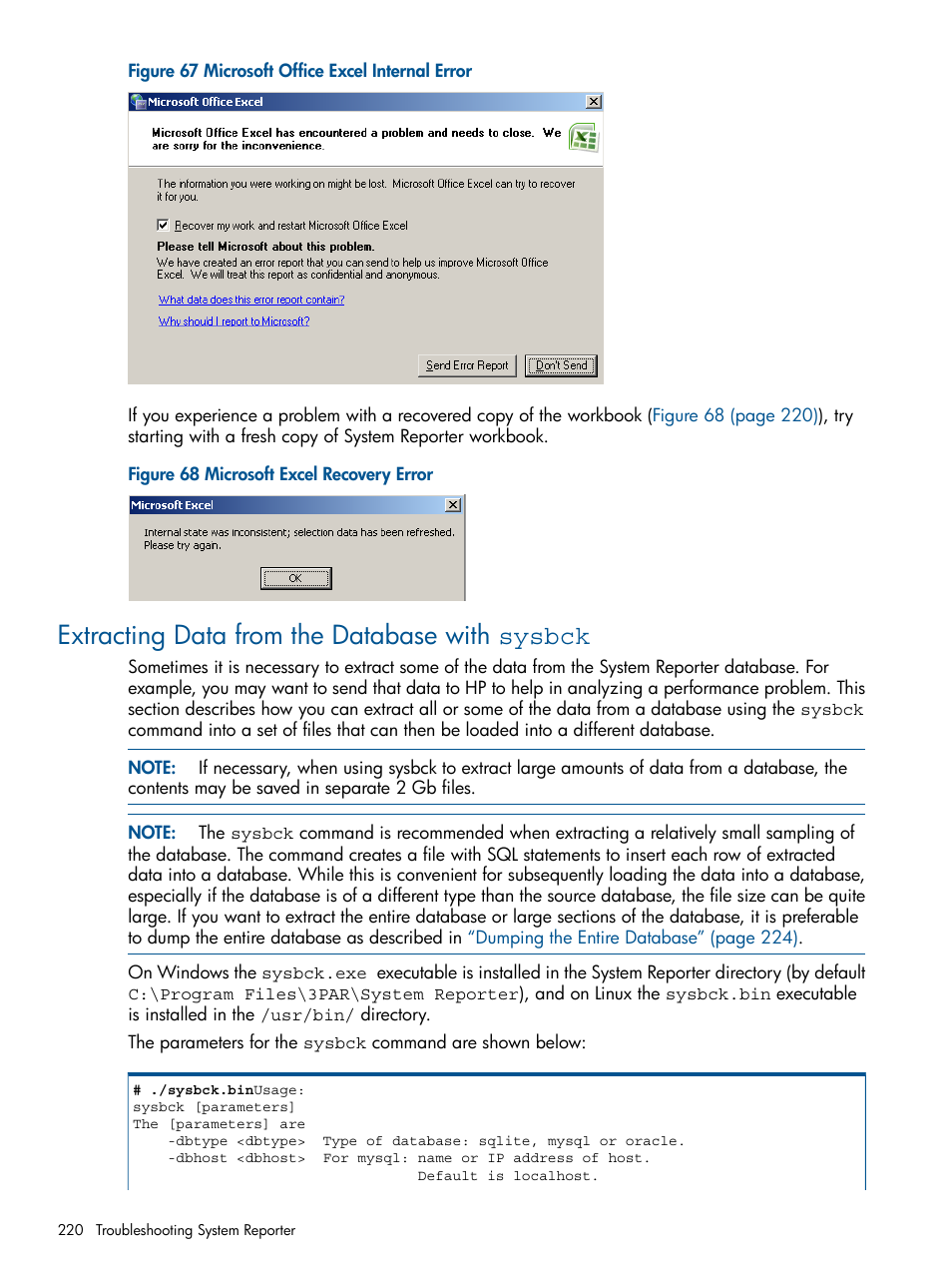 Extracting data from the database with sysbck, Extracting data from the database with, Sysbck | Figure 67 | HP 3PAR StoreServ 7000 Storage User Manual | Page 220 / 231