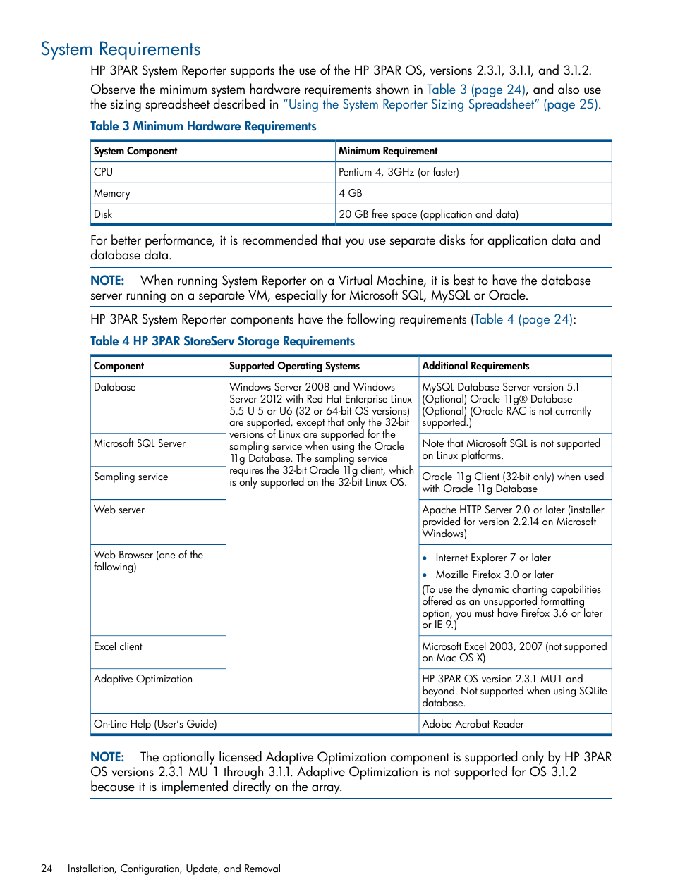 System requirements | HP 3PAR StoreServ 7000 Storage User Manual | Page 24 / 231