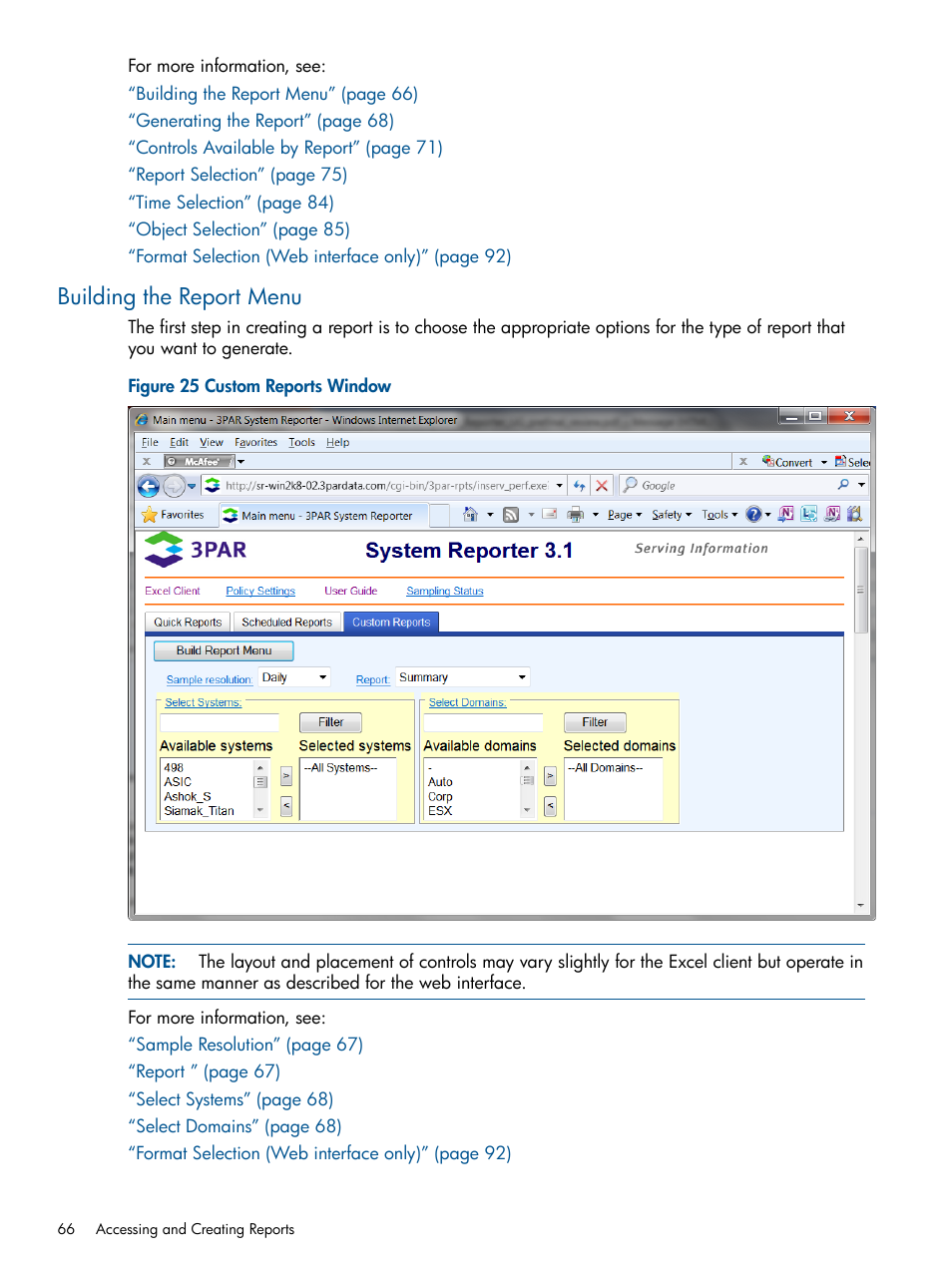 Building the report menu | HP 3PAR StoreServ 7000 Storage User Manual | Page 66 / 231