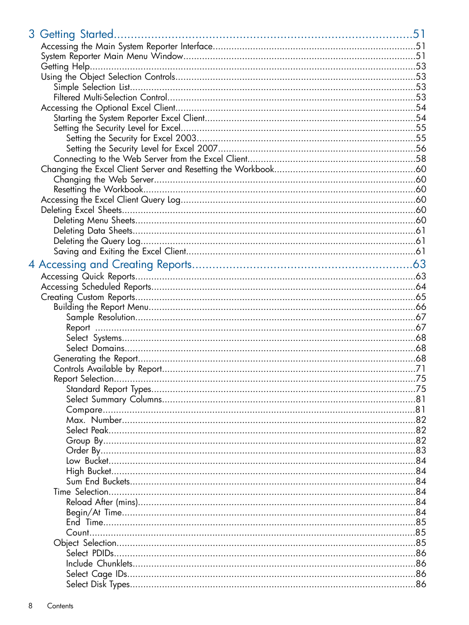 3 getting started, 4 accessing and creating reports | HP 3PAR StoreServ 7000 Storage User Manual | Page 8 / 231