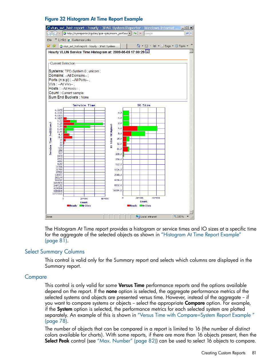 Select summary columns, Compare, Select summary columns compare | HP 3PAR StoreServ 7000 Storage User Manual | Page 81 / 231