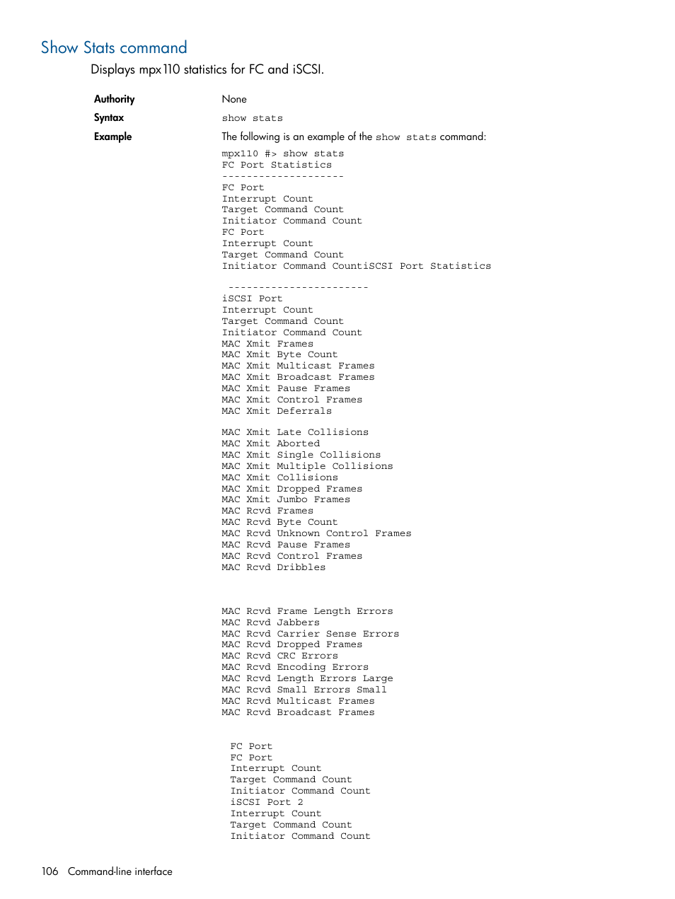 Show stats command | HP IP Distance Gateway User Manual | Page 106 / 153