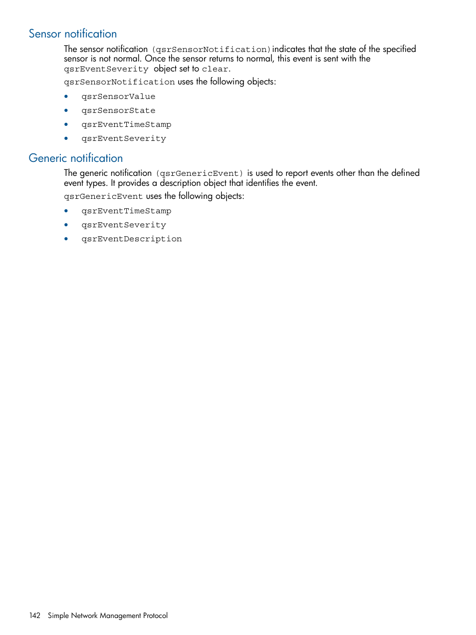 Sensor notification, Generic notification, Sensor notification generic notification | HP IP Distance Gateway User Manual | Page 142 / 153