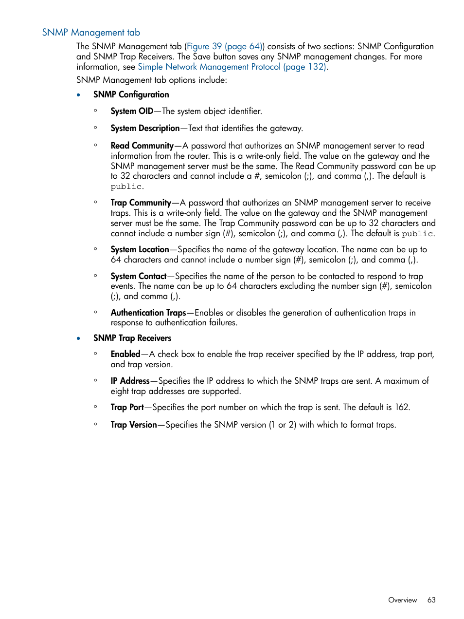 Snmp management tab | HP IP Distance Gateway User Manual | Page 63 / 153