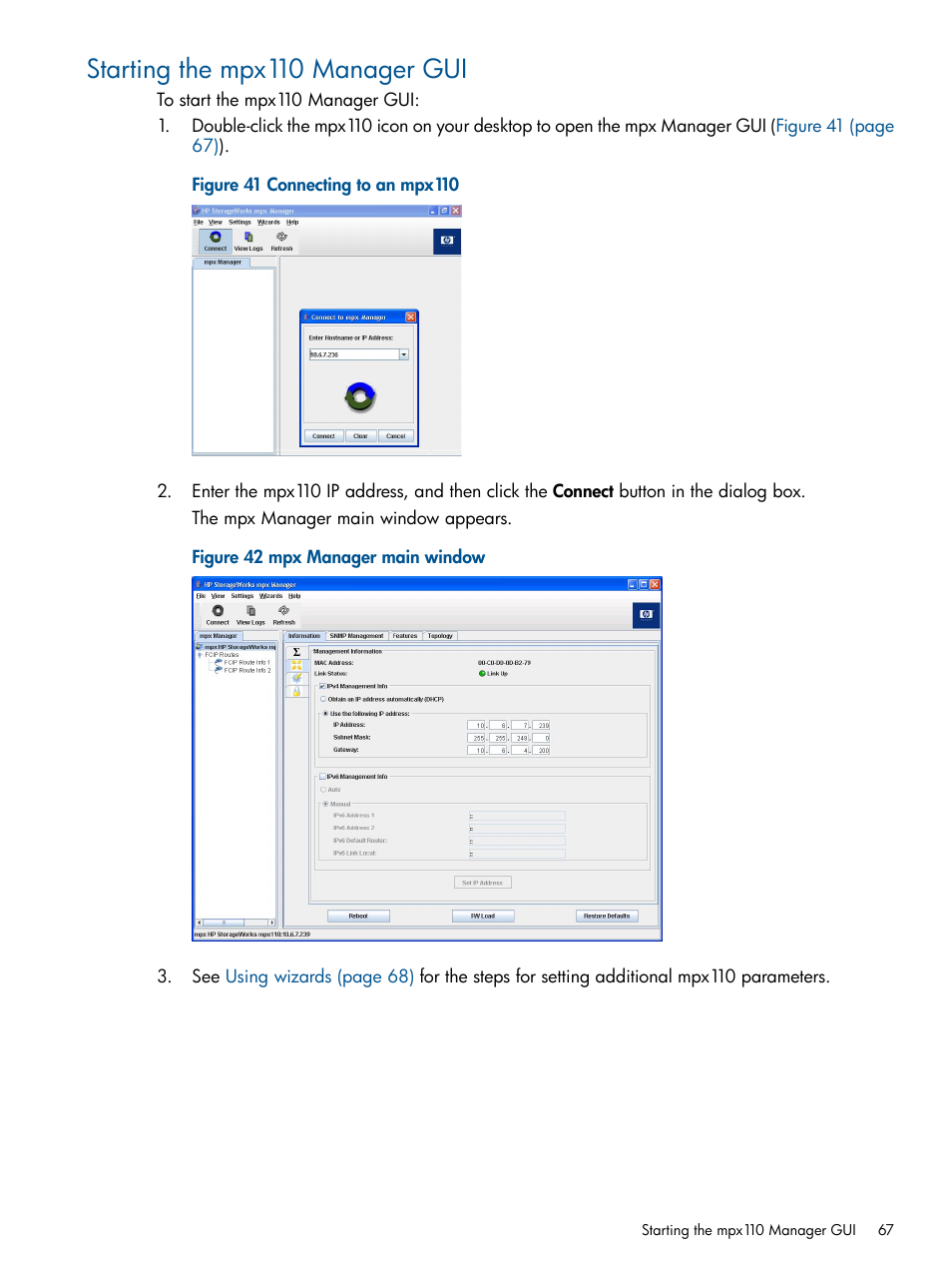 Starting the mpx110 manager gui | HP IP Distance Gateway User Manual | Page 67 / 153