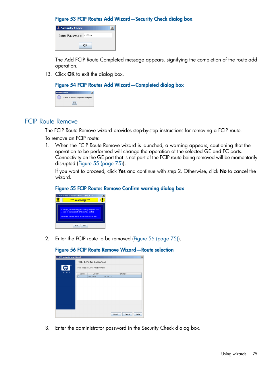 Fcip route remove | HP IP Distance Gateway User Manual | Page 75 / 153