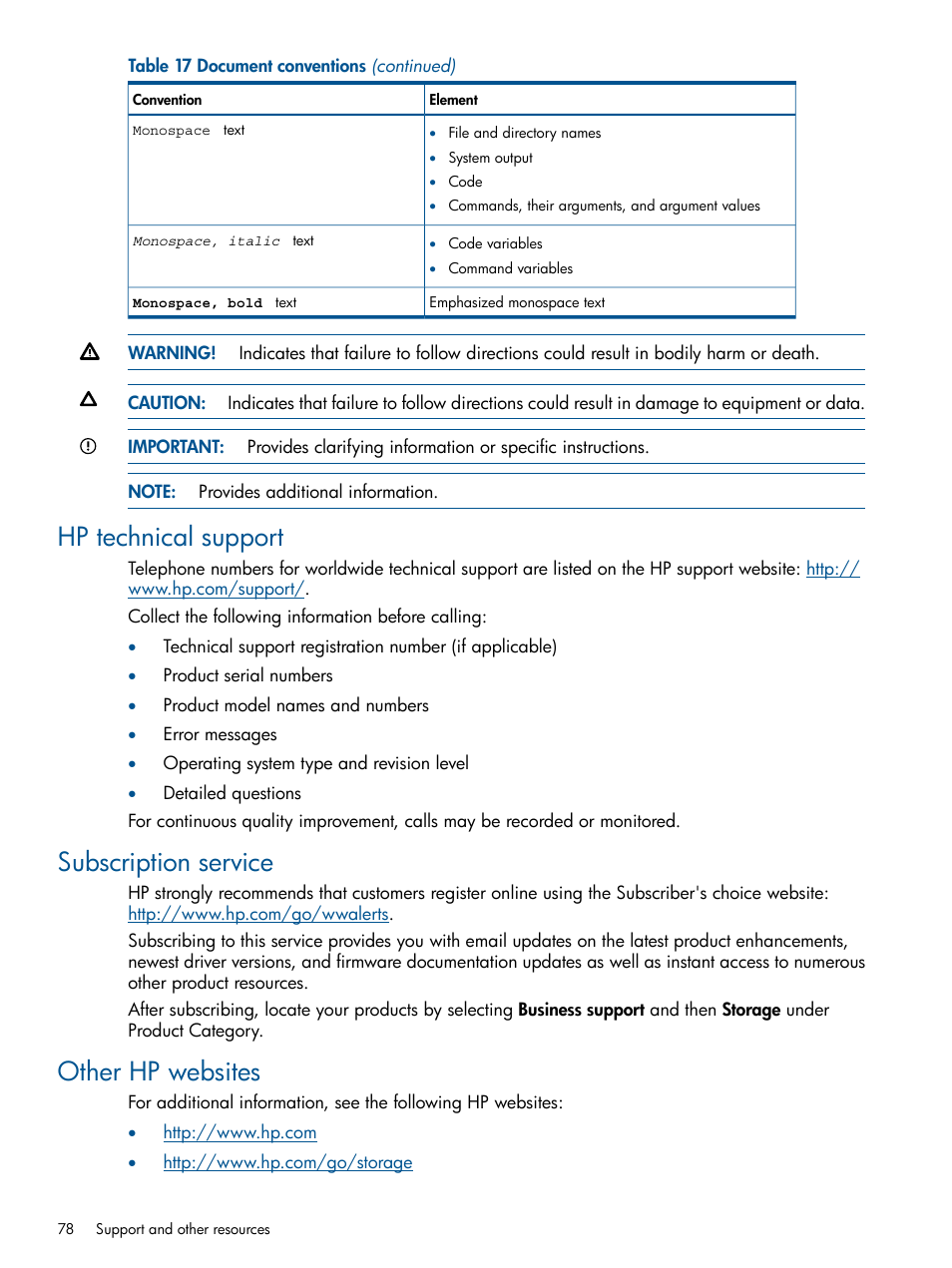 Hp technical support, Subscription service, Other hp websites | HP IP Distance Gateway User Manual | Page 78 / 153