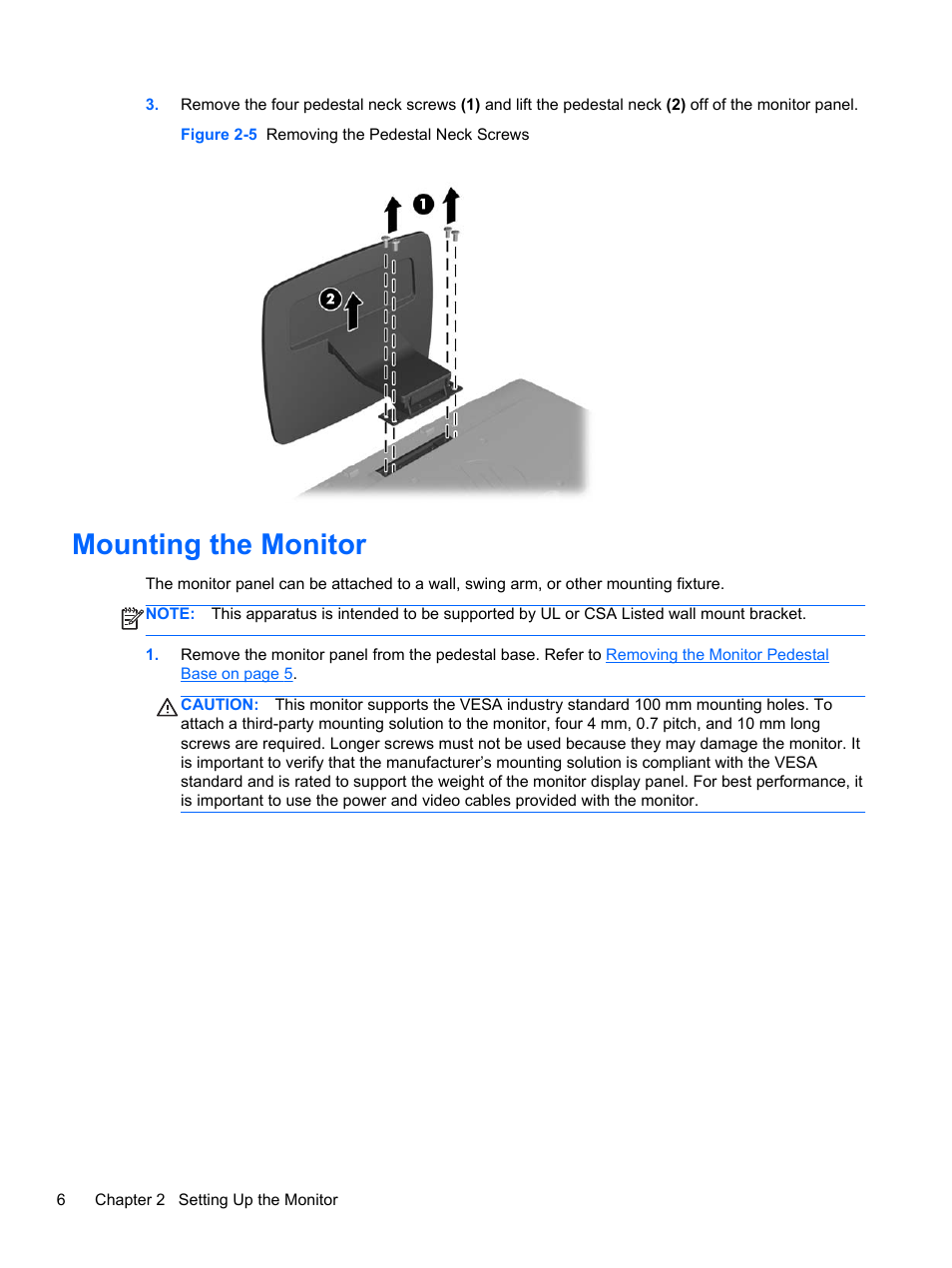 Mounting the monitor | HP Compaq LE1852ms 18.5-inch LED Backlit Monitor User Manual | Page 12 / 22