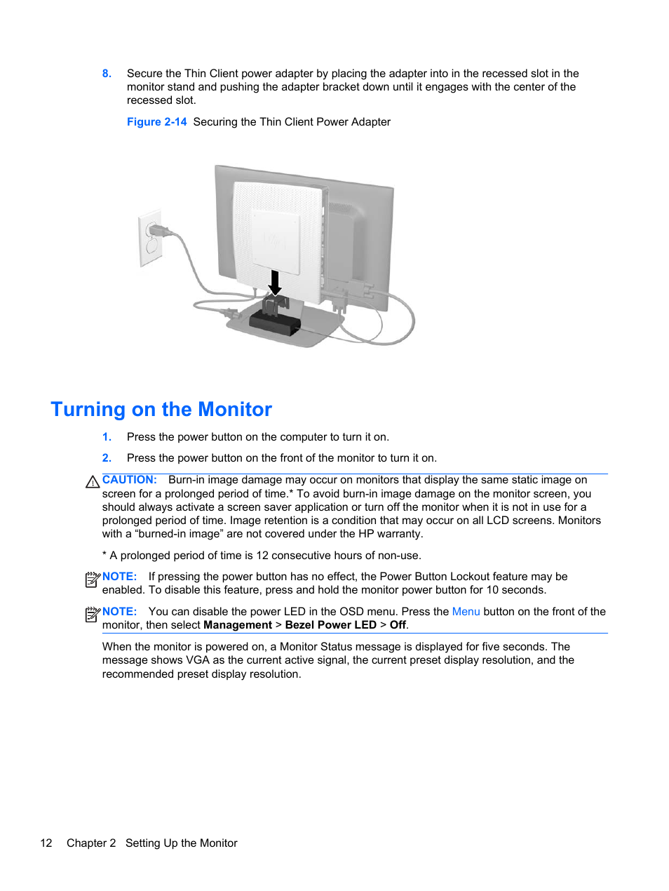 Turning on the monitor | HP Compaq LE1852ms 18.5-inch LED Backlit Monitor User Manual | Page 18 / 22
